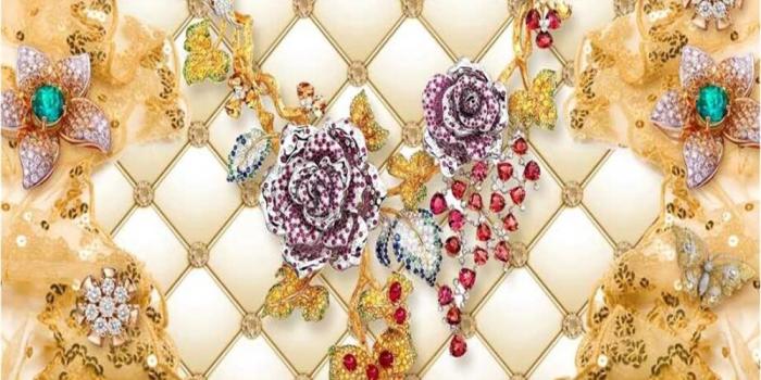 1000x800 US $9.3 38% OFF|beibehang Custom Photo Wallpaper Mural 3D Soft Bag Luxury  Gold Diamond Flower Jewelry Wall papel de parede 3D Wall paper -in