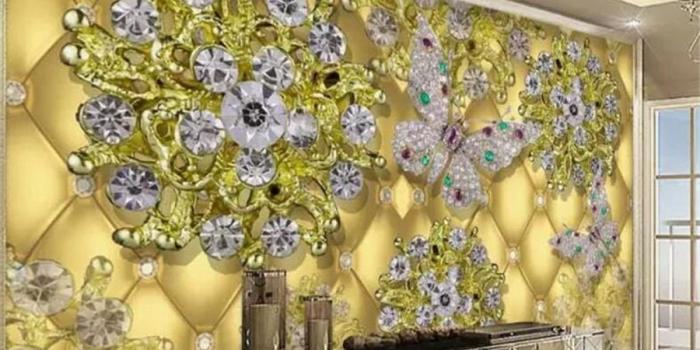 900x900 US $9.0 40% OFF|Custom wallpaper 3D mural luxury gold jewellery diamond  flower TV background wall papers home decor papel de parede 3d wallpaper-in 