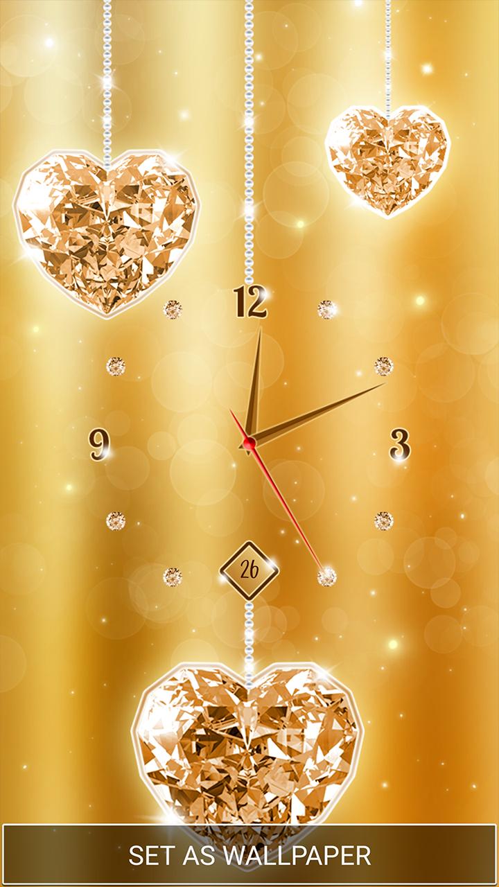 720x1280 Gold Diamond Moving Clock Wallpaper for Android - APK Download