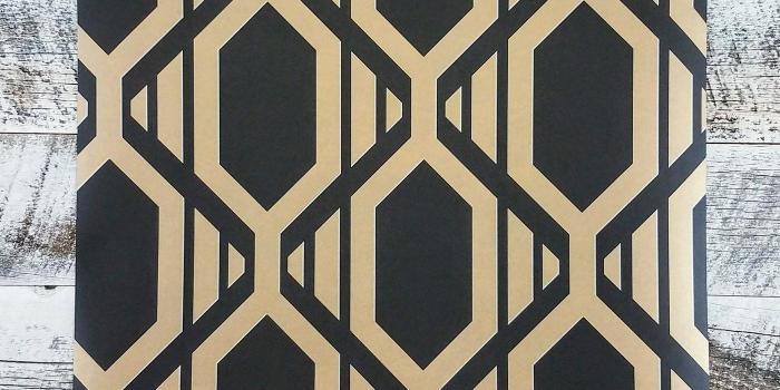1400x1400 Patton Geometric Black and Gold Diamond Metallic Shades Wallpaper