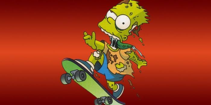 1024x768 zombie Wallpaper | Skateboarding Zombie The Simpsons Wallpaper with