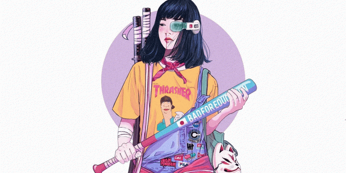 1920x1080 Wallpaper : anime, Japan, katana, kawaii girl, baseball bat, simple