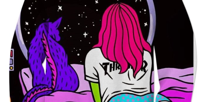 1024x1024 Trippy Thrasher Girl Alien Sweatshirt