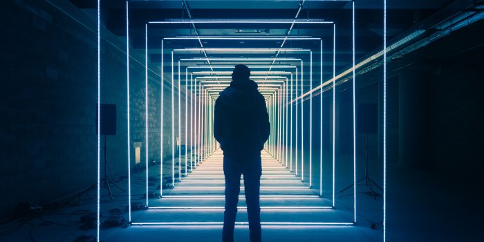 7122x4797 Wallpaper Wavelength, LED lights, Canary Wharf, 4K, 8K, Photography