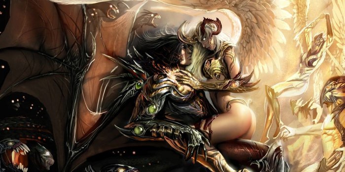 1332x850 Wallpaper Light, Wings, demon, light, girl, fantasy, Darkness