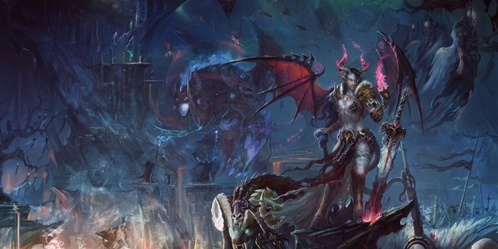 2126x1329 World of WarCraft WoW Demons Warriors Swords Games Girls Fantasy