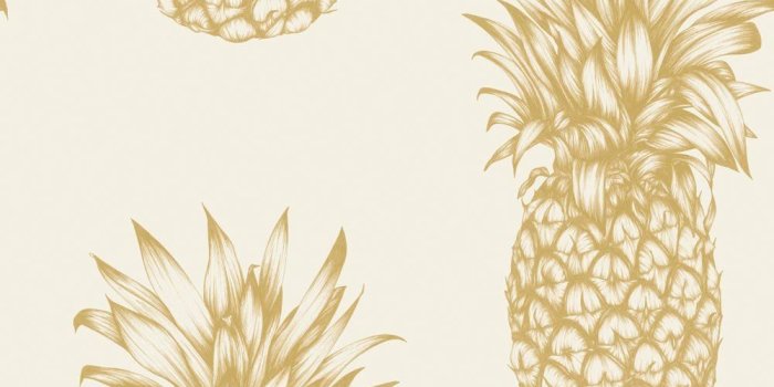 1000x1000 Arthouse, Copacabana Gold Pineapple Wallpaper, Modern Décor