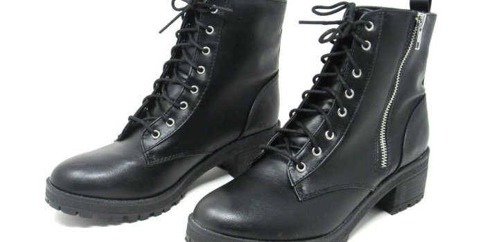 1600x1200 Fergalicious by Fergie Women's Rocker Combat Boot in Black Tumble
