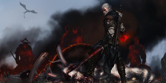 3840x2160 The Witcher 3 - Wild Hunt (Geralt of Rivia and monster fight) HD