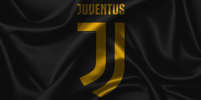 2560x1600 Download wallpapers Juventus FC, black silk background, fabric
