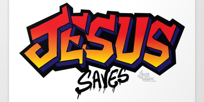 1500x1500 Jesus Saves Graffiti- Red - Laura Wayne Design Art Print