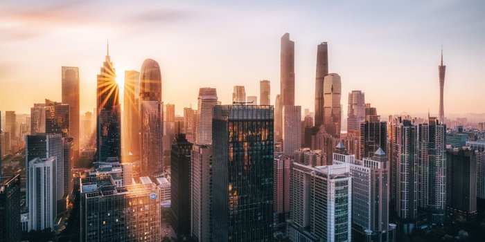 1920x1200 Wallpaper Morden city, Guangzhou, China, skyscrapers, morning, sun