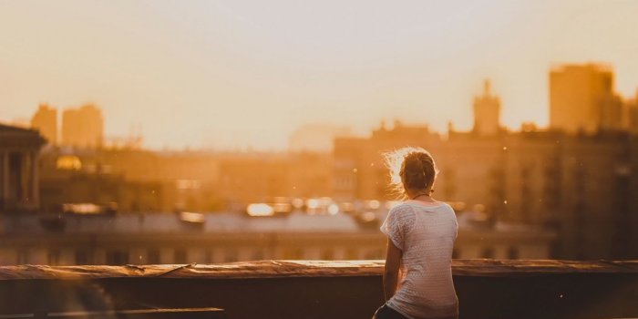 1440x900 Sad Lonely Girl Watching City Buildings in Morning Sunrise | Mc