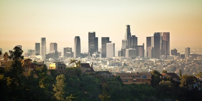 1920x1200 Wallpaper los angeles, usa, morning, city, skyscraper desktop