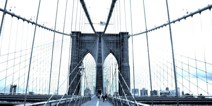 1680x1050 Bridge Mist Morning City Hanging Black White - Free Stock Photos