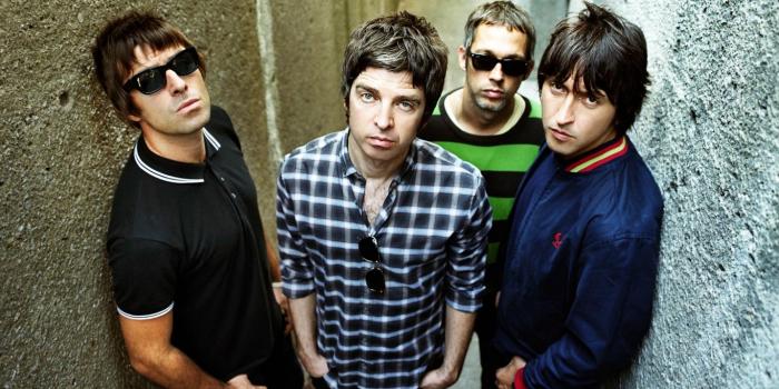 1366x768 Download wallpaper 1366x768 oasis, band, members, shirt, glasses