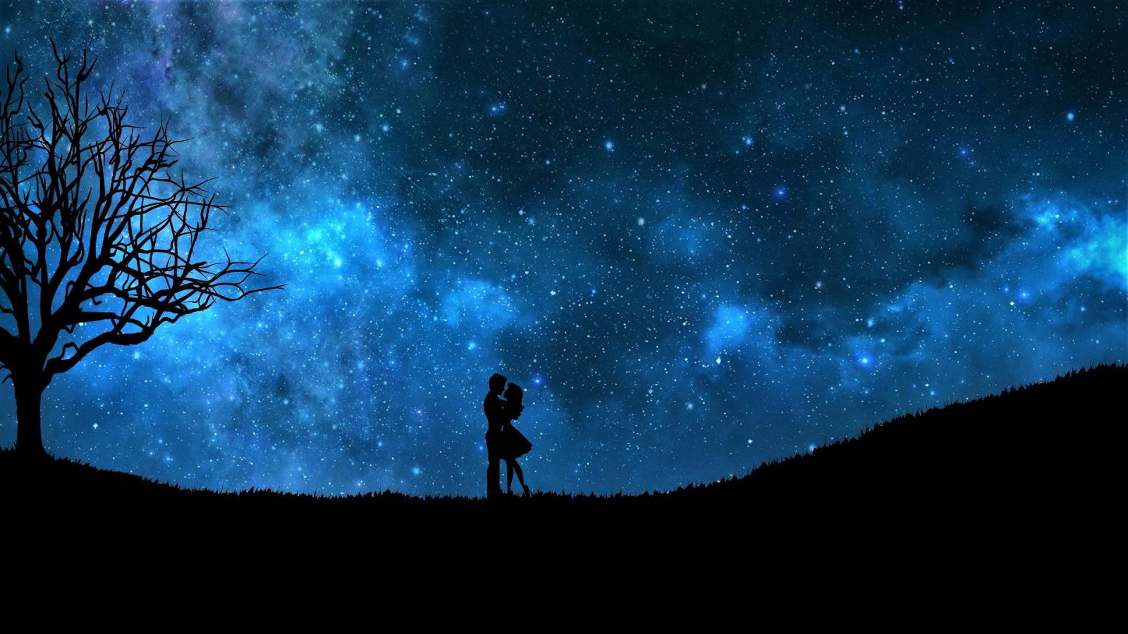 1920x1080 Lovers on a Starry Night Sky HD Wallpaper | Background Image