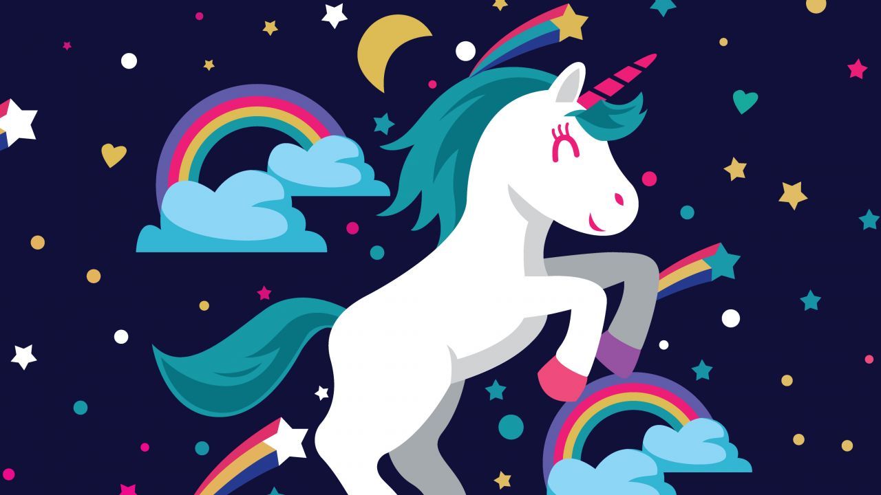 1280x720 Wallpaper Unicorn, Rainbow, Colorful, Stars, Girly, HD, Creative