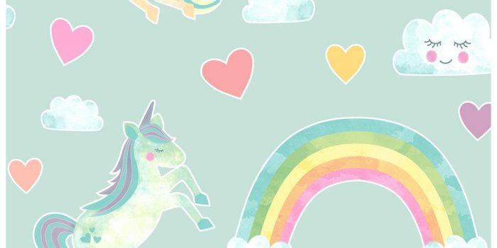 1000x1000 8 in. x 10 in. Elora Mint Unicorn Wonderland Wallpaper Sample