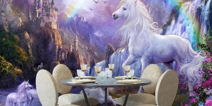 1000x800 Rainbow and Unicorn Wallpaper Mural, Custom Sizes Available