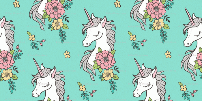 1125x1125 Dreamy Unicorn & Vintage Boho Flowers on Mint Green