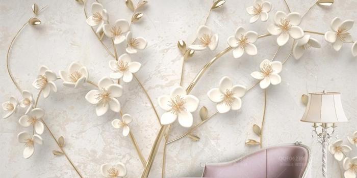 1080x923 Custom Wallpaper 3d Beautiful White Plum Blossoms Simple European