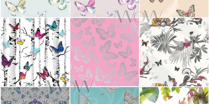 1600x1600 Details about BUTTERFLY WALLPAPER GIRLS BEDROOM DECOR PINK WHITE TEAL  PURPLE GLITTER METALLIC