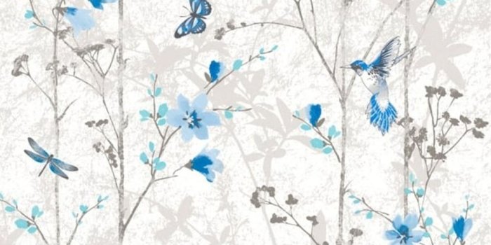 1000x1000 Muriva Eden Butterflies Wallpaper Blue (102552)